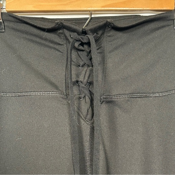 2 for$15 PINK Victoria's Secret High Rise Lace Up Black Leggings - Picture 5 of 11